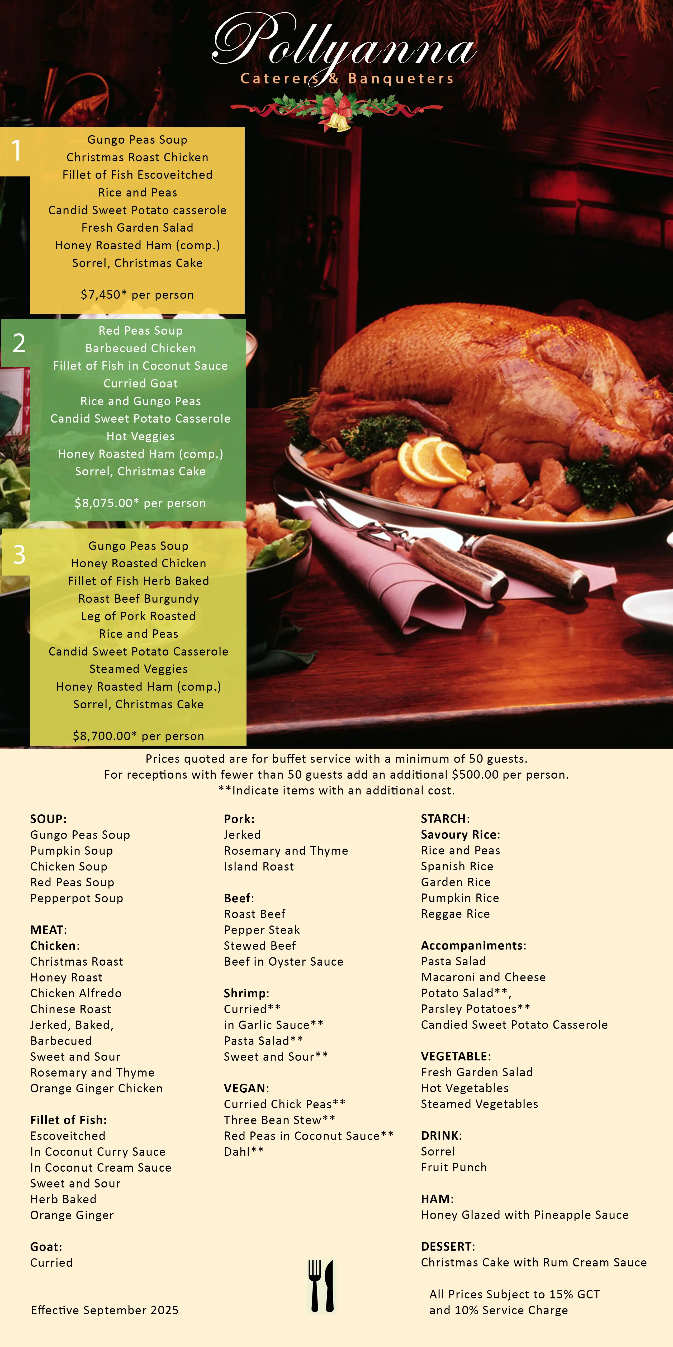 Pollyanna Christmas Menu