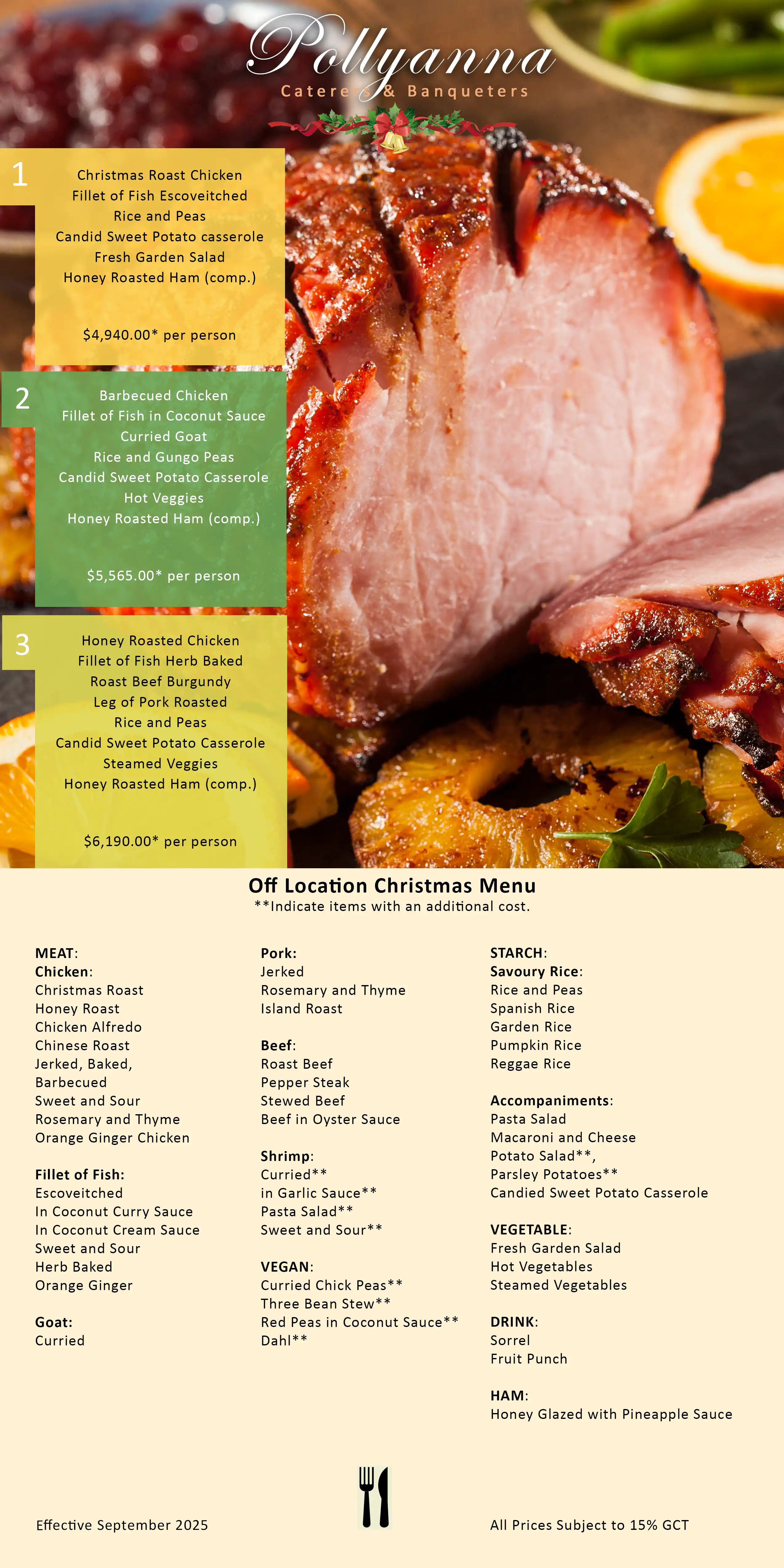 Pollyanna Christmas Menu